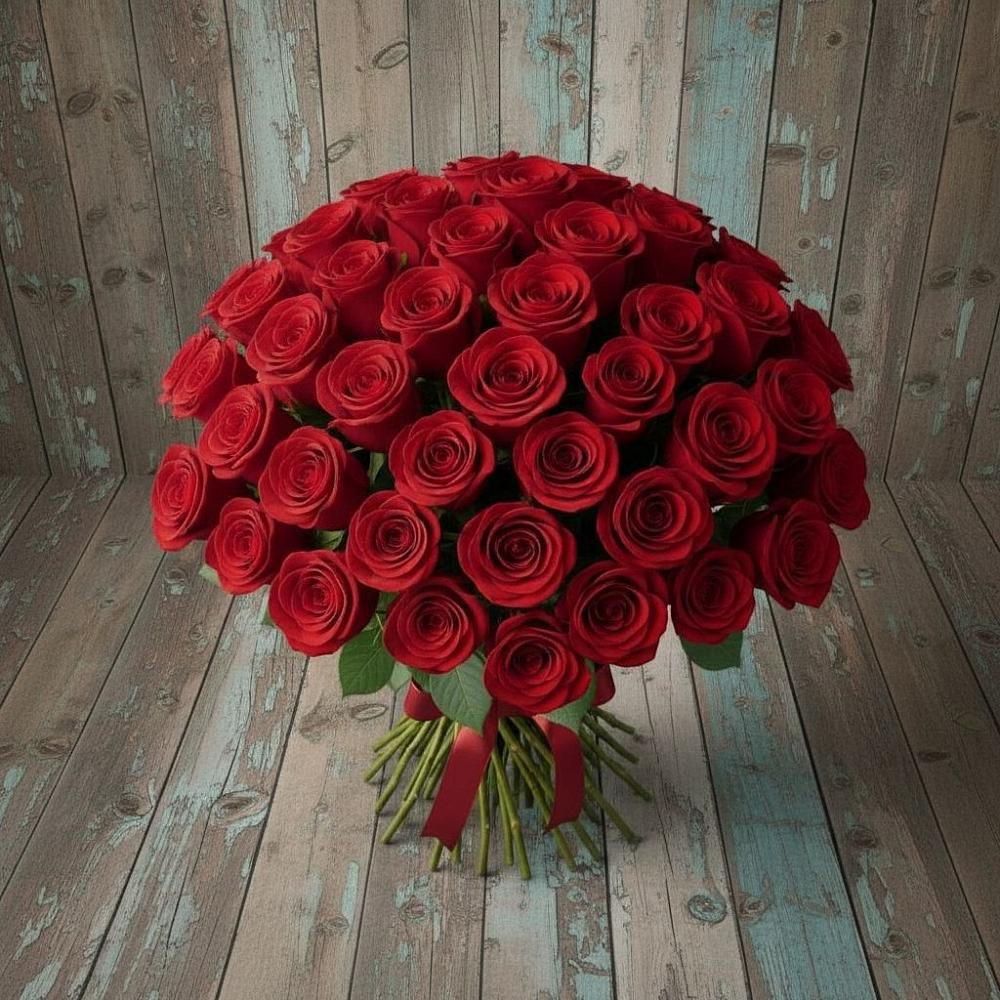Букет 55 Красных роз Фридом в Глазуновке