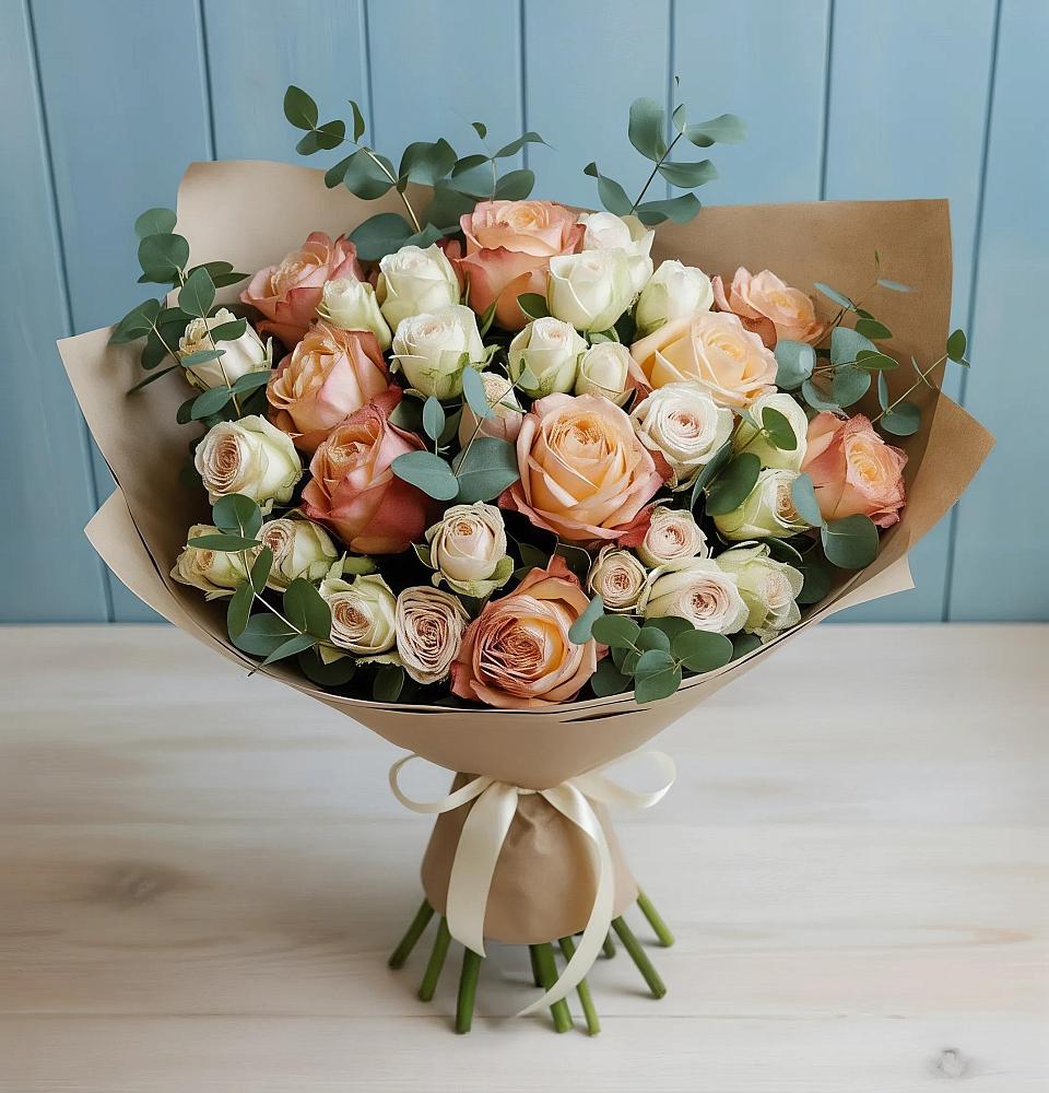 Букет цветов из: Альстромерии и Розы в Глазуновке