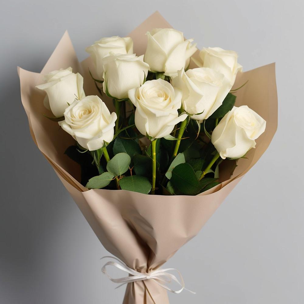 Букет 9 Белых роз Эдлесс Лав в Глазуновке