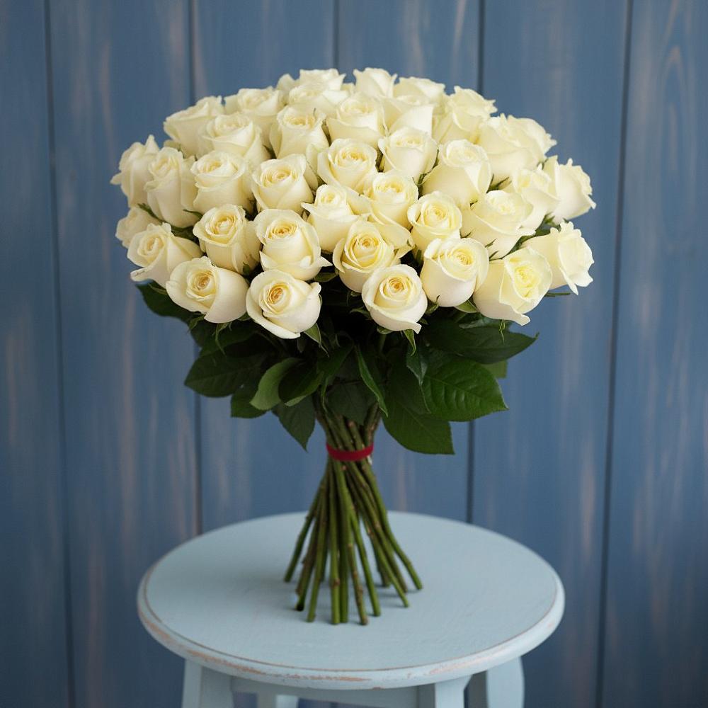 Букет 51 Белая роза Эдлесс Лав в Глазуновке