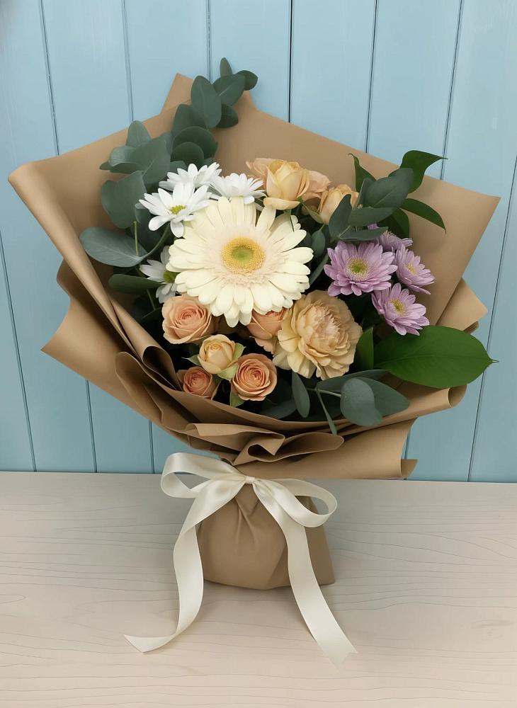 Букет цветов из: Герберы и Хризантемы в Глазуновке
