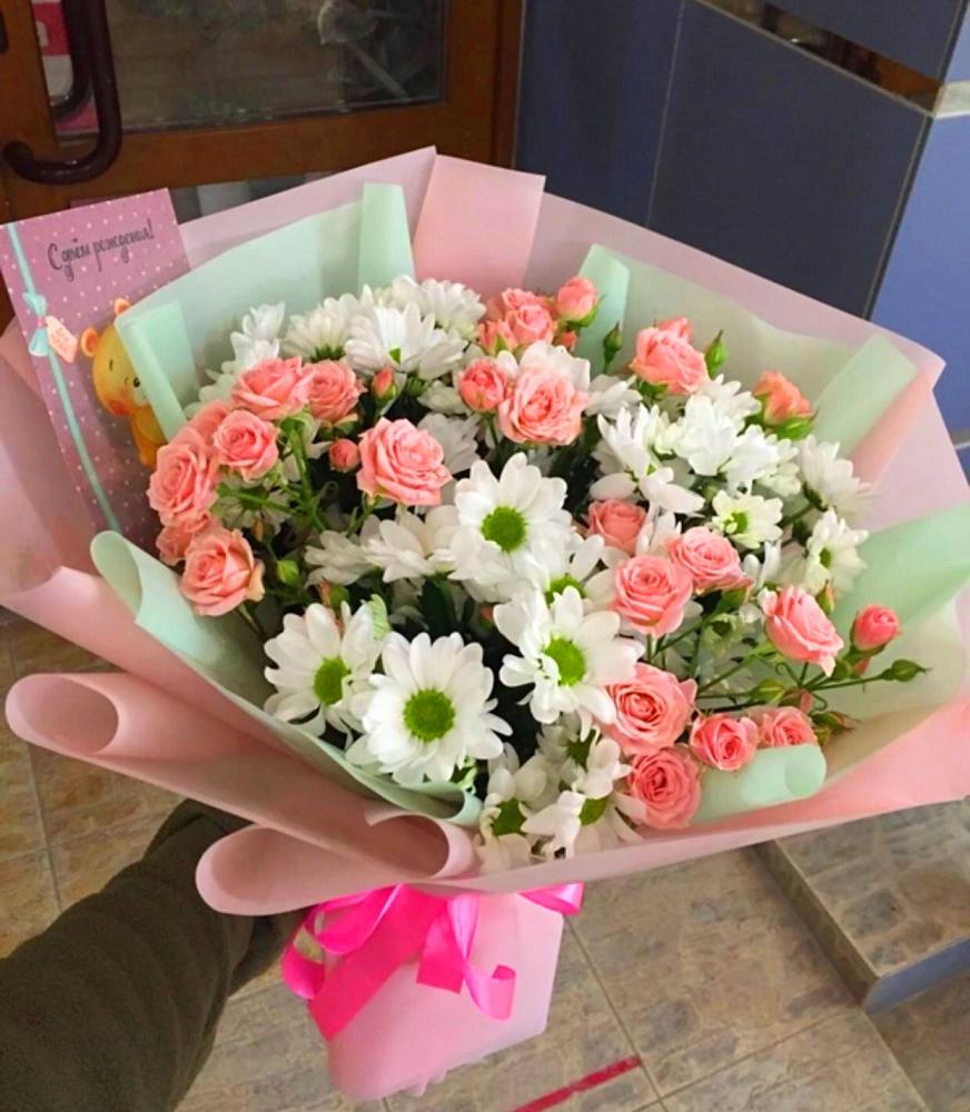 Букет цветов из: Розы и Хризантемы в Глазуновке