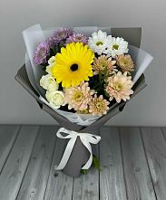 Букет цветов из:  Розы, Герберы и Хризантемы в Глазуновке
