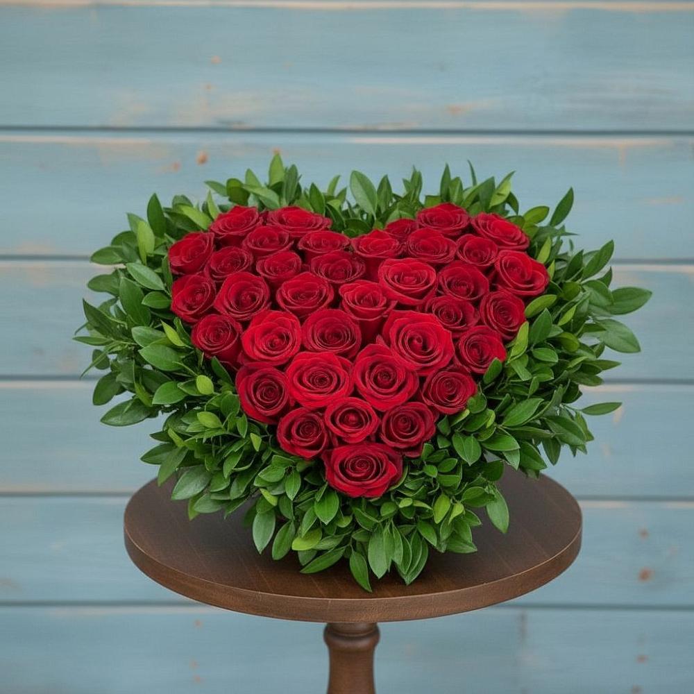 Цветочная композиция из Розы в виде сердца в Глазуновке