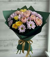 Букет цветов из:  Хризантемы и Розы в Глазуновке