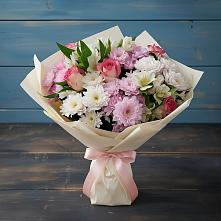 Букет цветов из:  Хризантемы, Альстромерии и Розы в Глазуновке