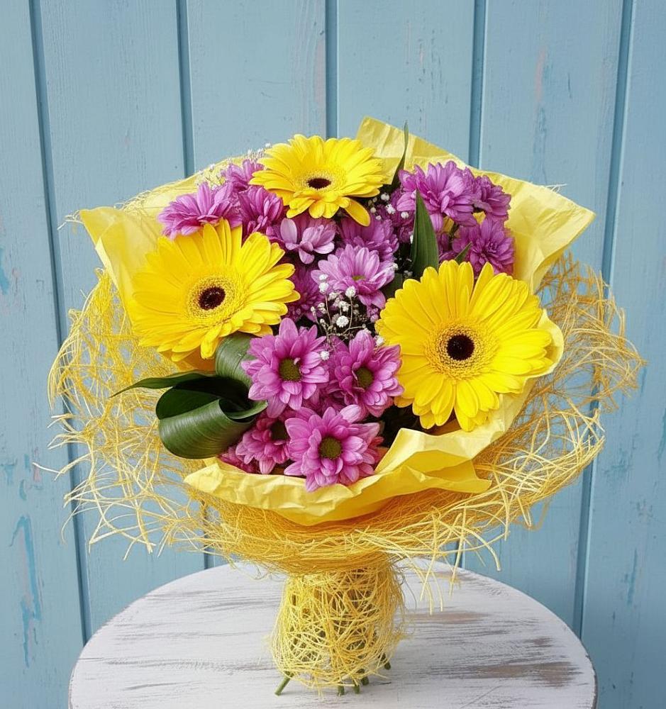 Букет цветов из: Хризантемы и Герберы в Глазуновке
