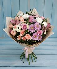 Букет цветов из:  Хризантемы, Розы и Альстромерии в Глазуновке