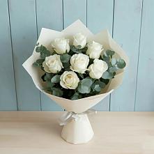 Букет Белые розы в Эвкалипте в Глазуновке