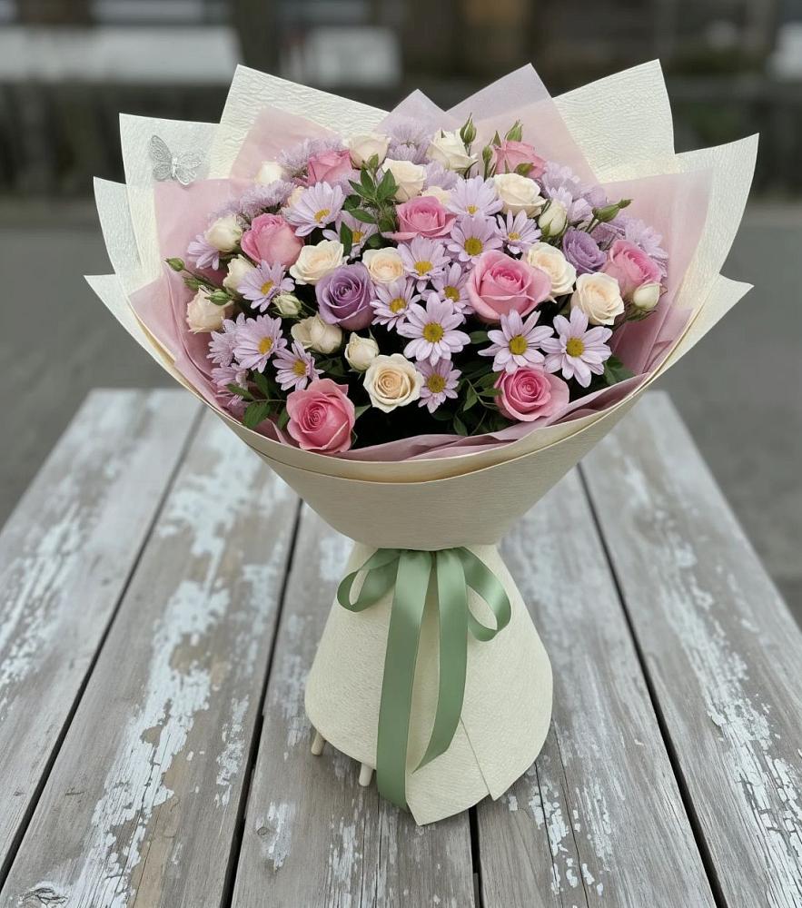 Букет цветов из: Розы и Хризантемы в Глазуновке