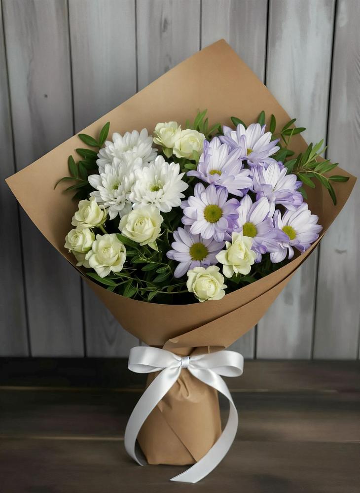 Букет цветов из: Хризантемы и Розы в Глазуновке